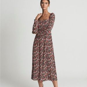 REISS Miller Square Neck Midi Dress
